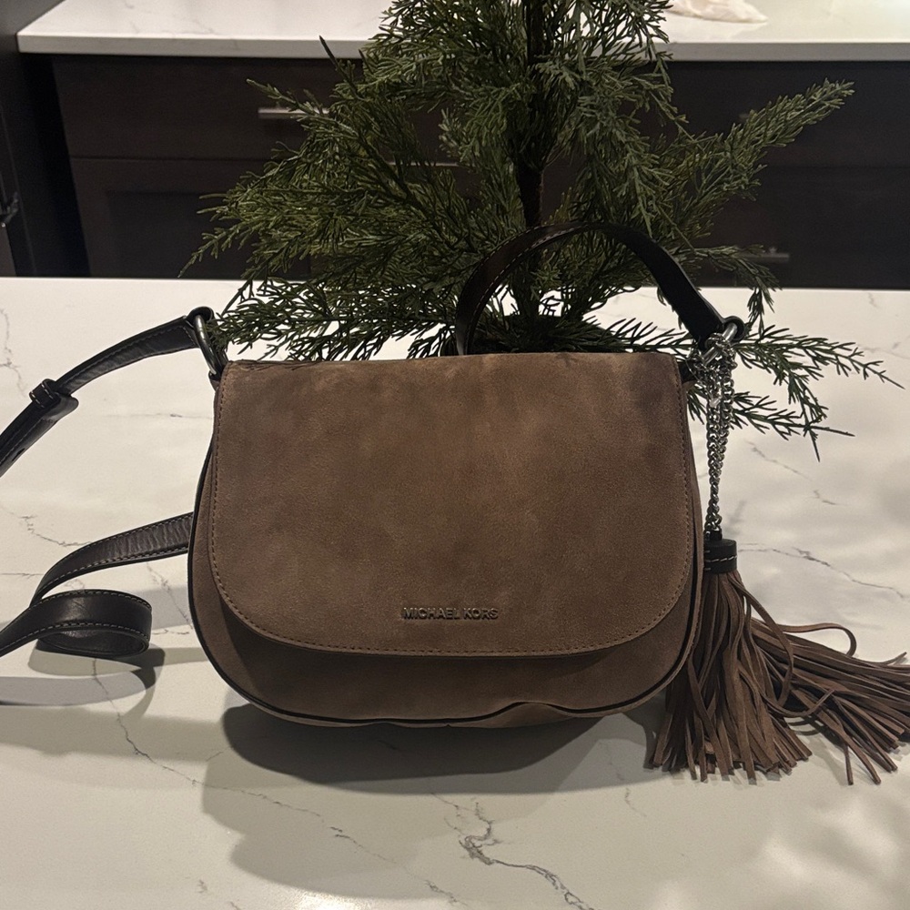 Michael Kors Tan Suede Crossbody Bag
